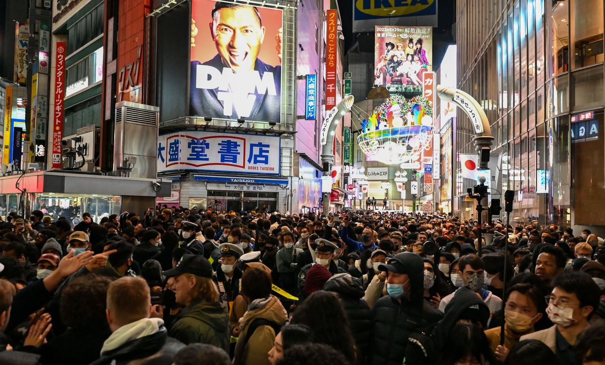 Crowds gather at Tokyo&#039;s Shibuya Crossing to celebrate the start of the New Year on Dec. 31 2022. Japan&#039;s sharply declining birthrate is a growing political problem, and its Prime Minister, Fumio Kishida, has warned that the country may be unable to function if births do not rise.