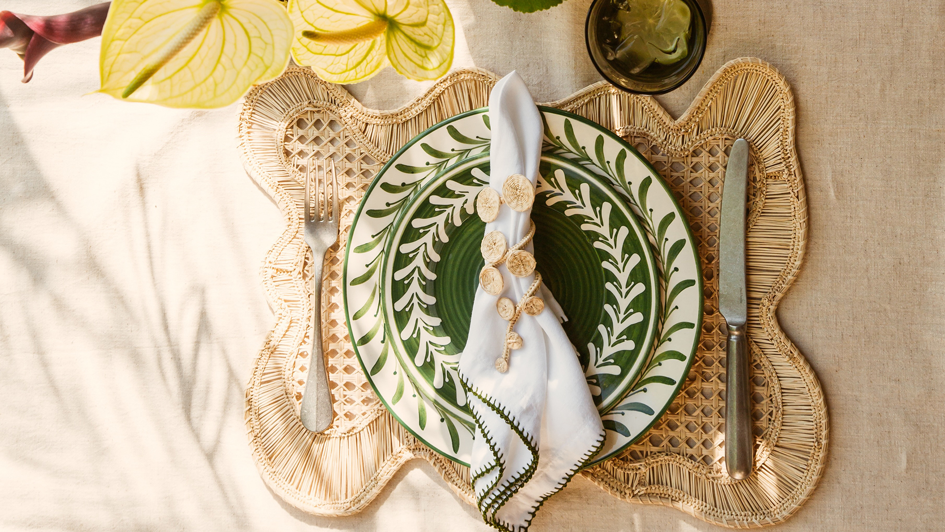 Rattan place setting