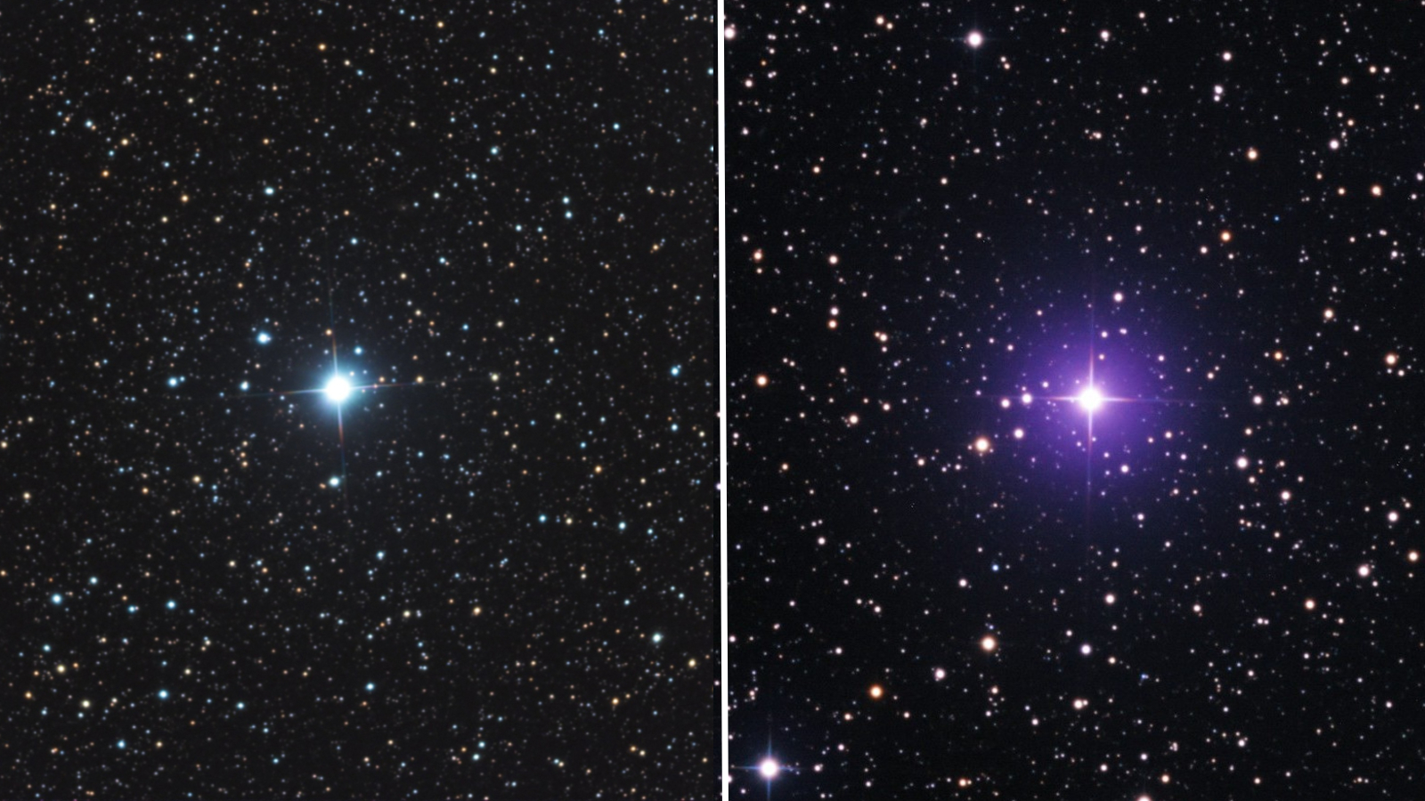 Side-by-side photos of the 2 new nova stars