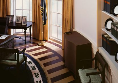  model of the Oval Office made entirely from paper and cardboard