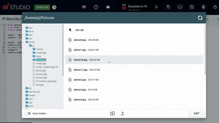 Wyliodrin STUDIO features a built-in File Explorer tool, which allows you to browse and transfer files to and from your Raspberry Pi