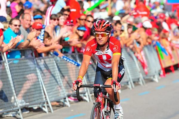 Sergio Paulinho (RadioShack) crosses the finish line alone in 11th place after his solo bid for victory was dashed with 2.5km to go.