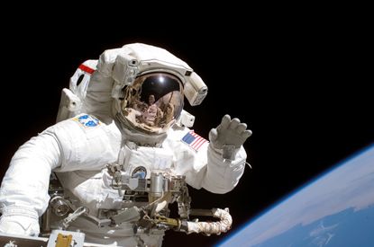 An astronaut during a space walk