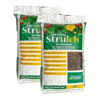 two bags of straw mulch