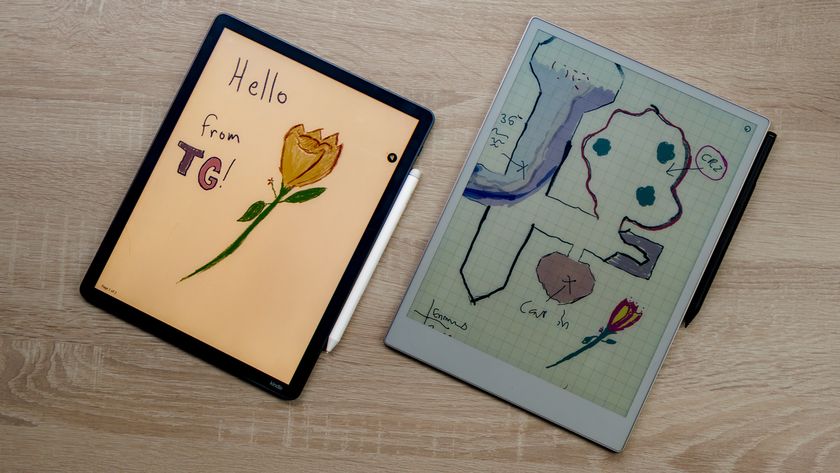 Kindle Scribe Colorsoft vs ReMarkable Paper Pro on a table alongside each other