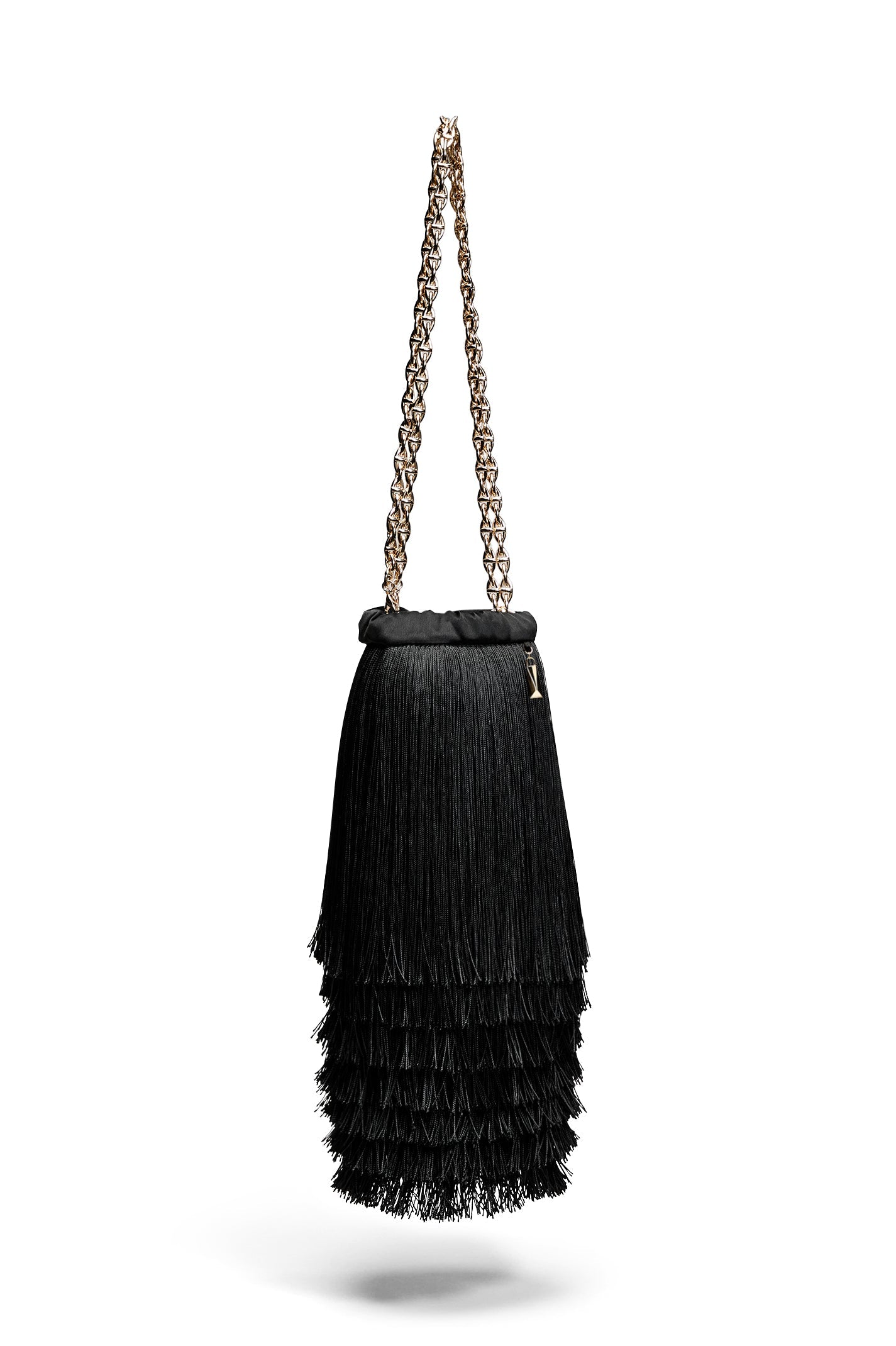 The Fringed Drawstring Bag - Black