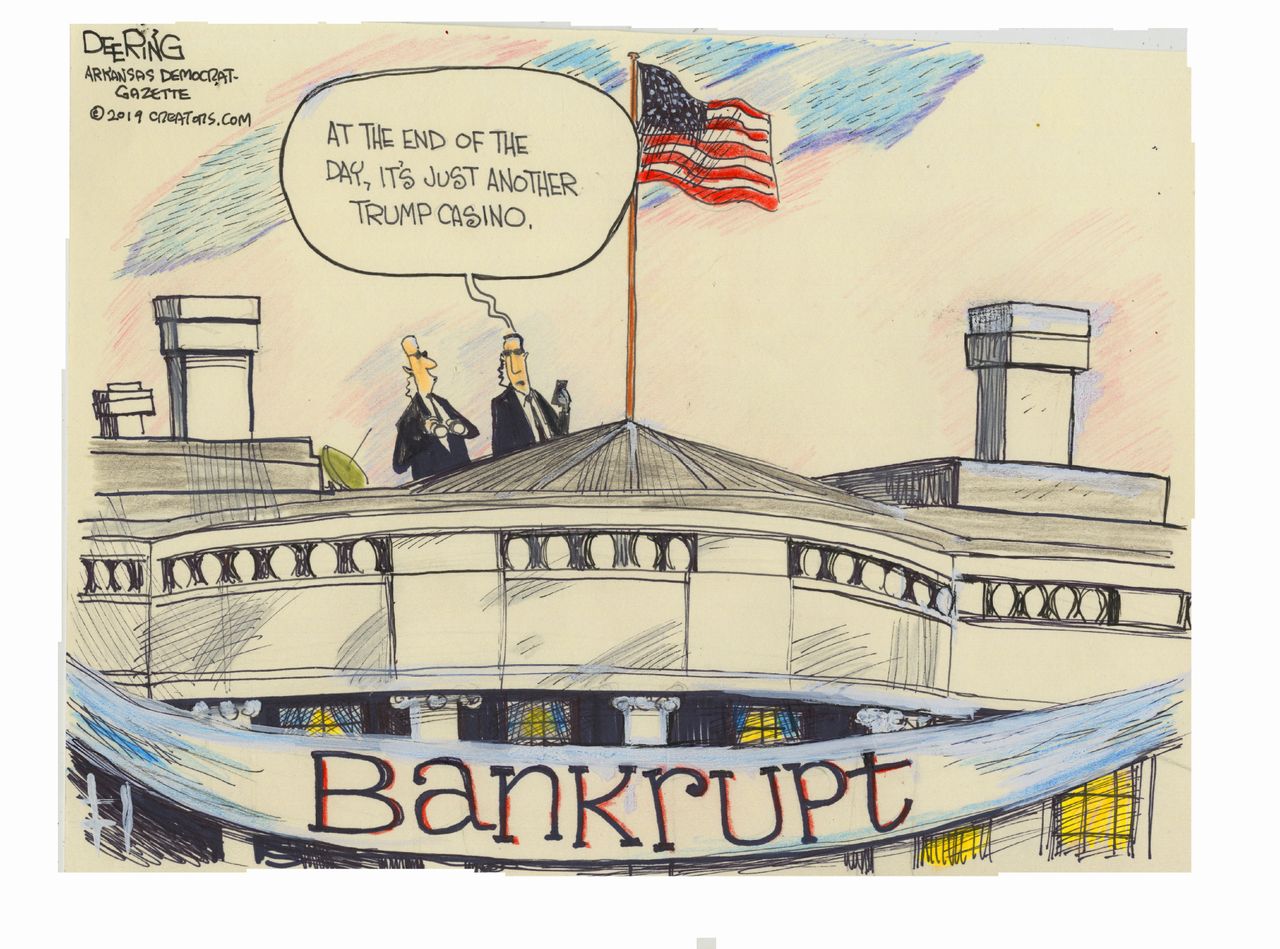 Political Cartoon U.S. Trump Bankrupt Casino The White House