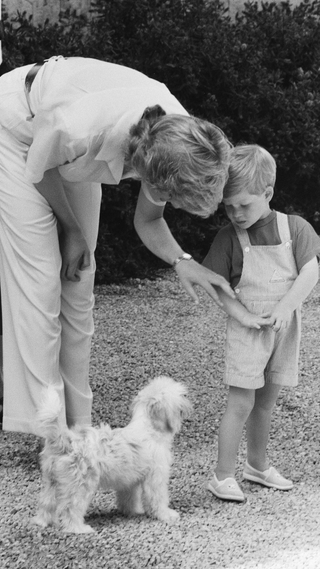 Prince Harry and his mother Princess Diana, He is on holiday with his family, Prince William, Princess Diana and Prince Charles in Majorca, Balearic Islands, Mediterranean, Picture taken 15th September 1987