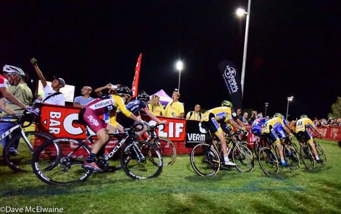 The Elite Women&rsquo;s start was on a long straightaway leading to this hard left turn