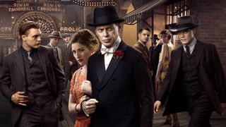 A promotional image for Boardwalk Empire, which shows various members of its leading cast.