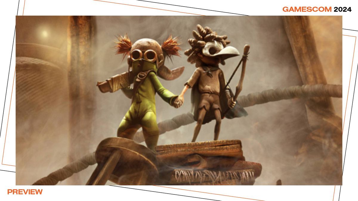 Key art for Little Nightmares 3, showing protagonists Alone and Low holding hands.