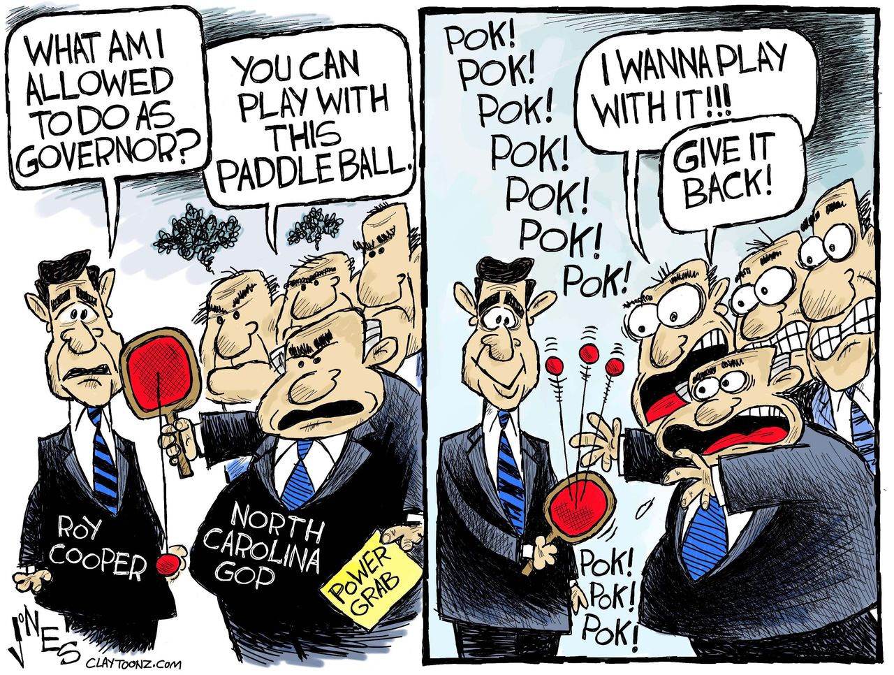 Political cartoon U.S. North Carolina governor race