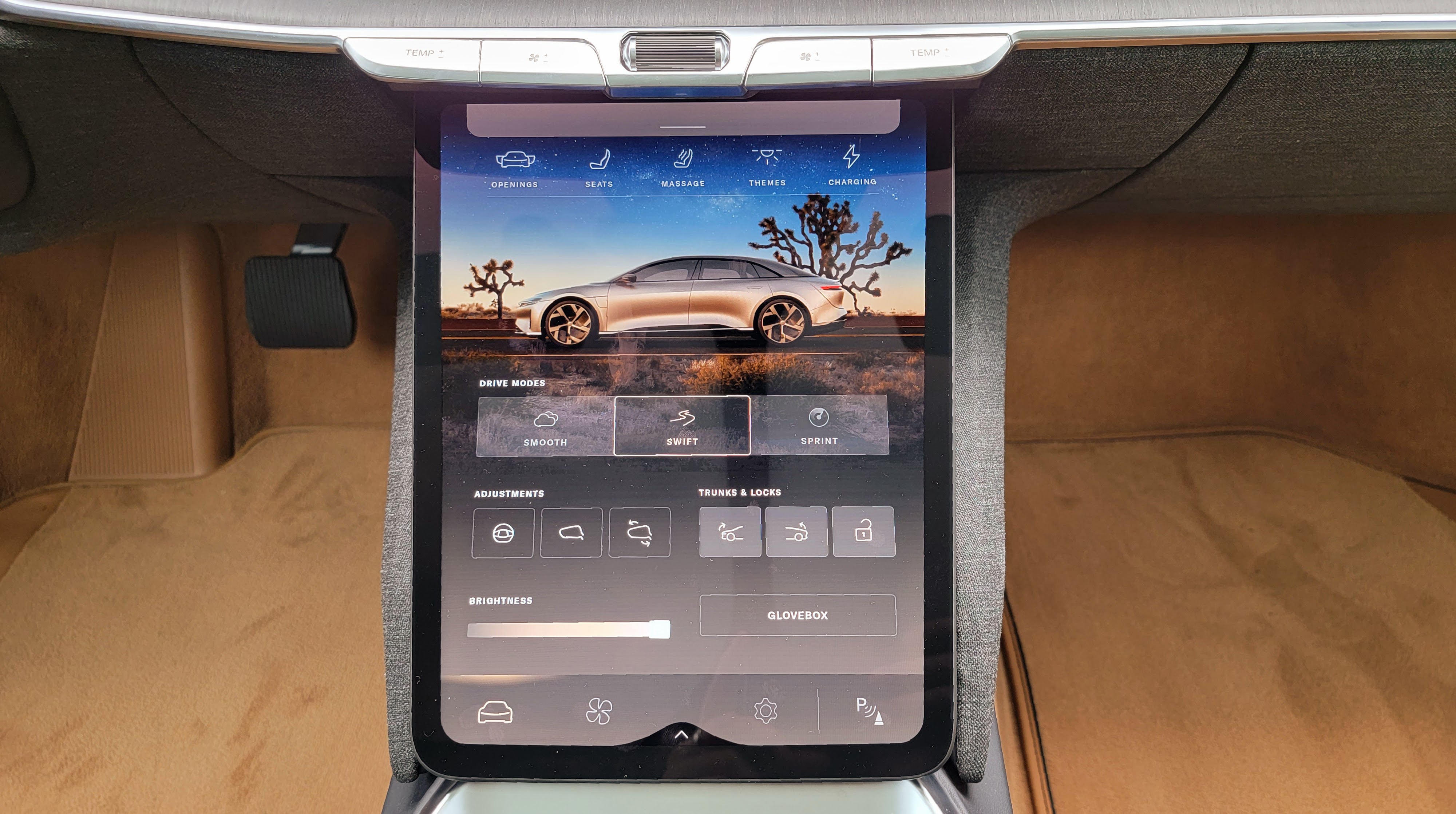 Close-up of central display in Lucid Air