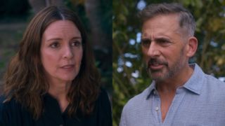 Tina Fey and Steve Carell talking to each other during Summer vacation in The Four Seasons