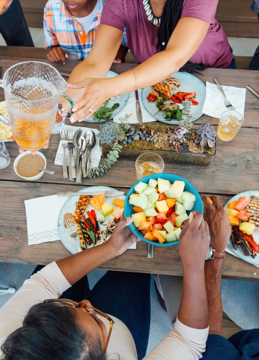 Eating and drinking at a dinner party