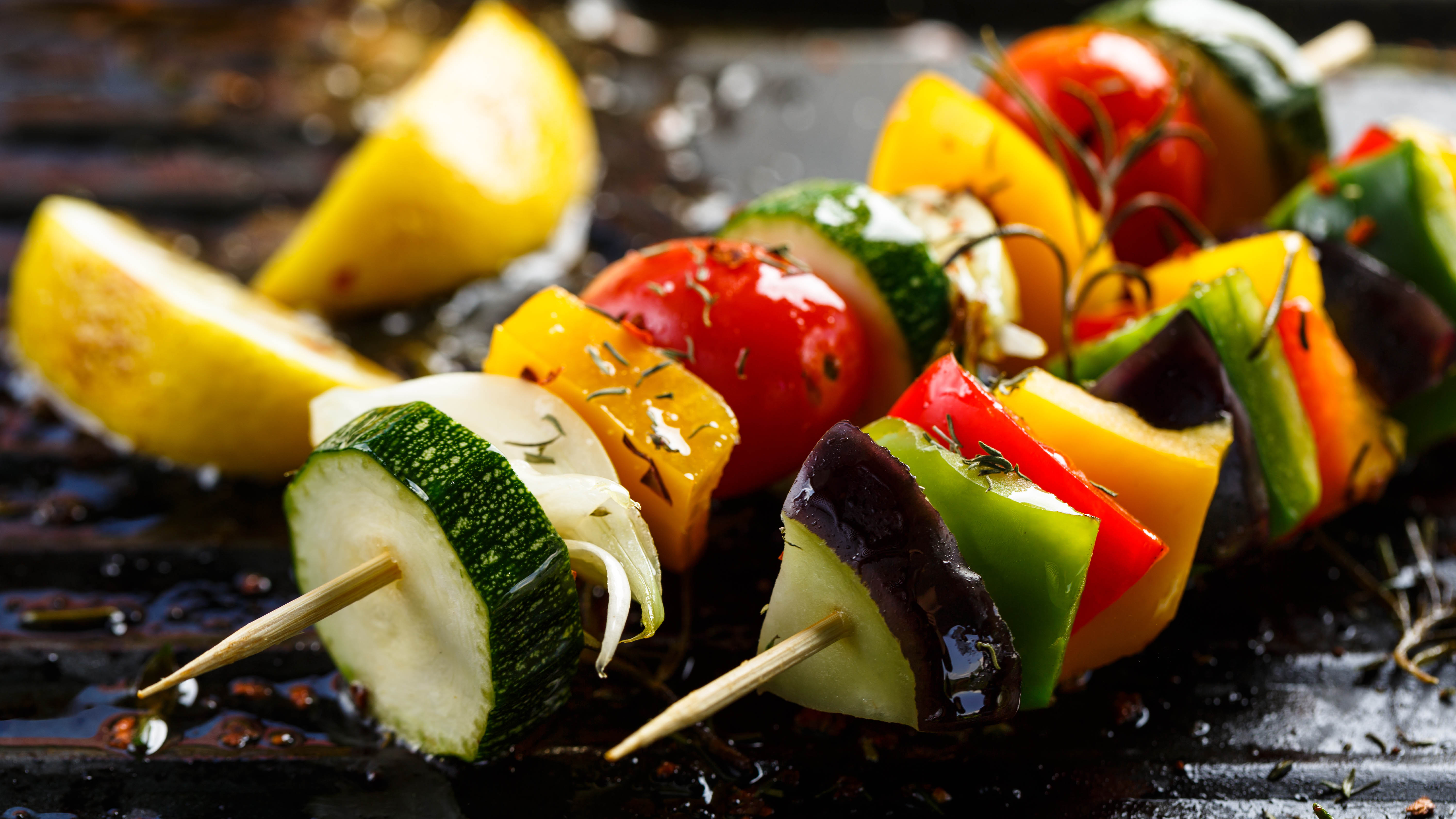 Vegetable skewers on the grill