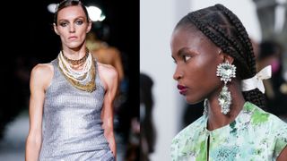 Models wearing oversized jewellery on the catwalks as one of the jewelry trends 2022