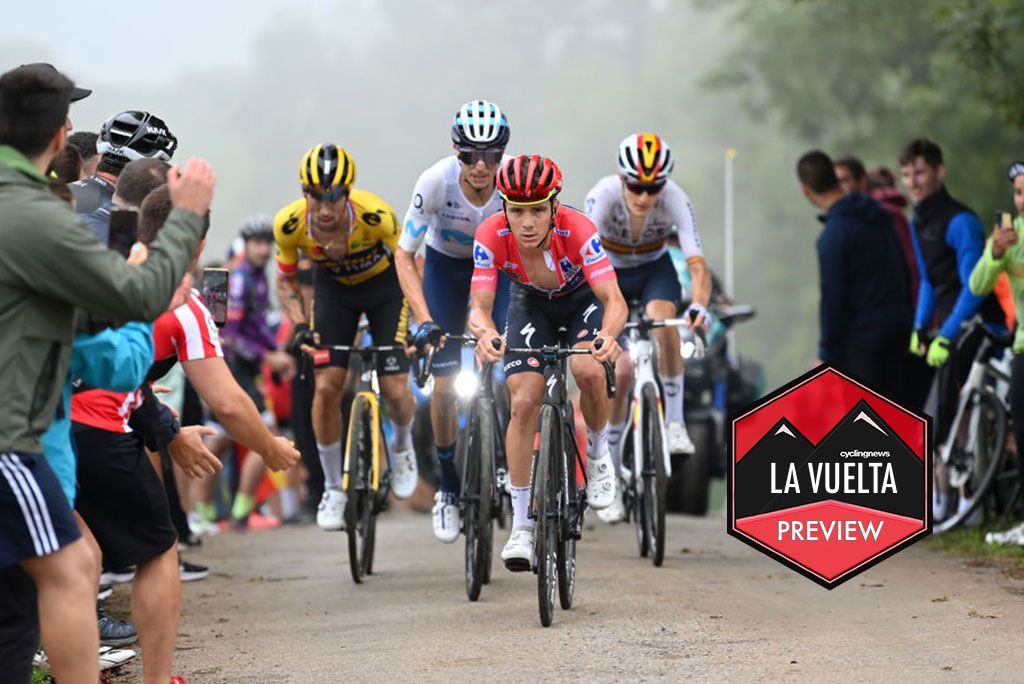 COLLU FANCUAYA SPAIN AUGUST 27 Remco Evenepoel of Belgium and Team QuickStep Alpha Vinyl Red Leader Jersey Enric Mas Nicolau of Spain and Movistar Team Primoz Roglic of Slovenia and Team Jumbo Visma and Carlos Rodriguez Cano of Spain and Team INEOS Grenadiers compete in the chase group while fans cheer during the 77th Tour of Spain 2022 Stage 8 a 1534km stage from Pola de Laviana to Collu Fancuaya 1084m LaVuelta22 WorldTour on August 27 2022 in Collu Fancuaya Spain Photo by Justin SetterfieldGetty Images