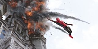 Spider-Man Far From Home Peter swings away from explosion