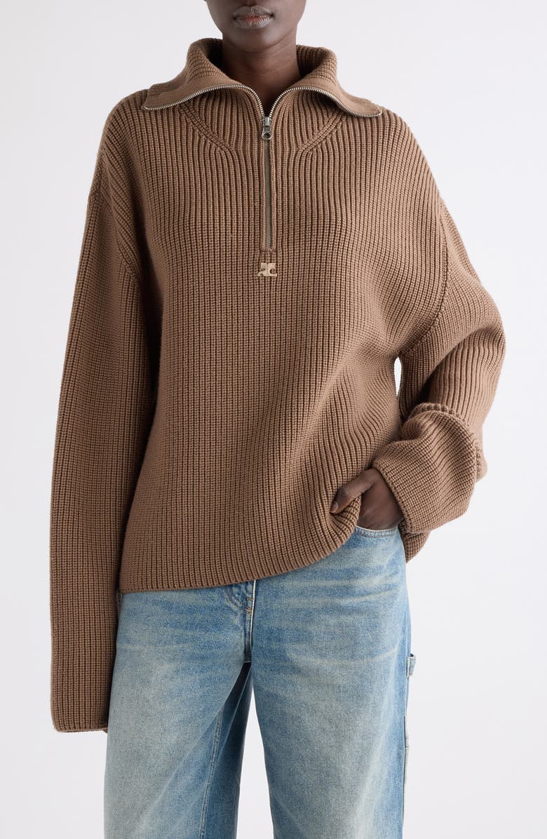 Trucker Wool Rib Half Zip Sweater