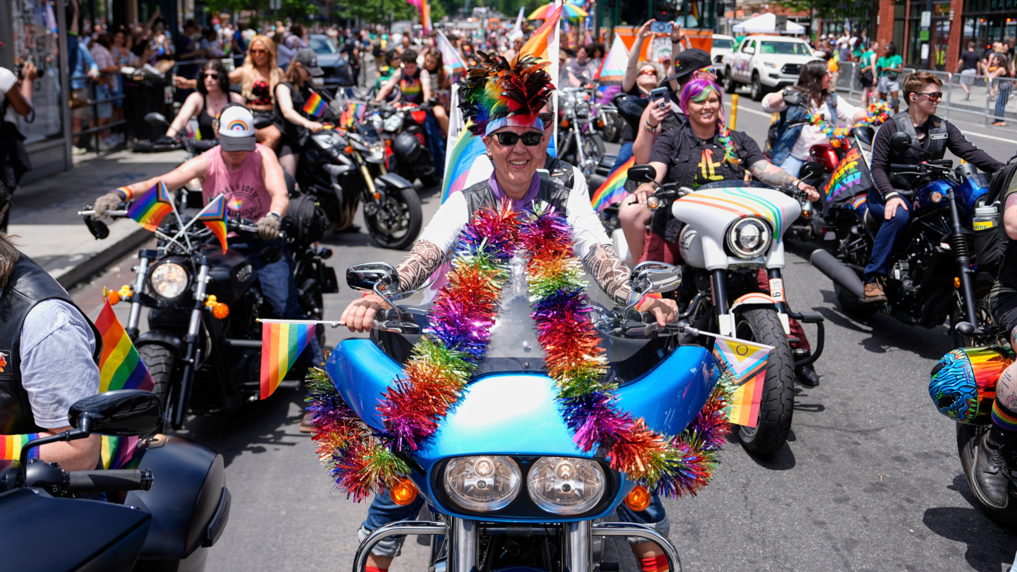 People riding motorcycles
