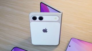 An unofficial render of the iPhone Fold, part open