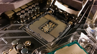 An Intel CPU LGA 1151v2 socket in a motherboard