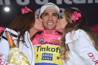 Alberto Contador (Tinkoff-Saxo) on the podium after stage 14