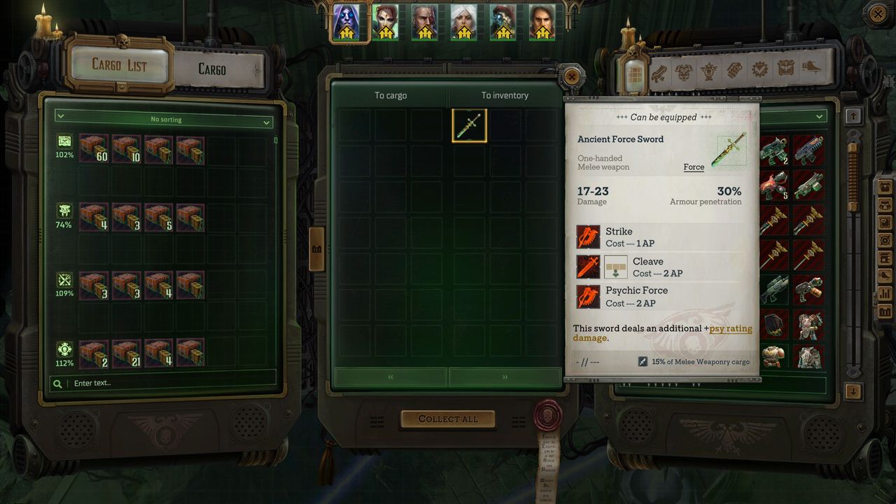 Rogue Trader Unidentified Ruins puzzle - Ancient Force Sword