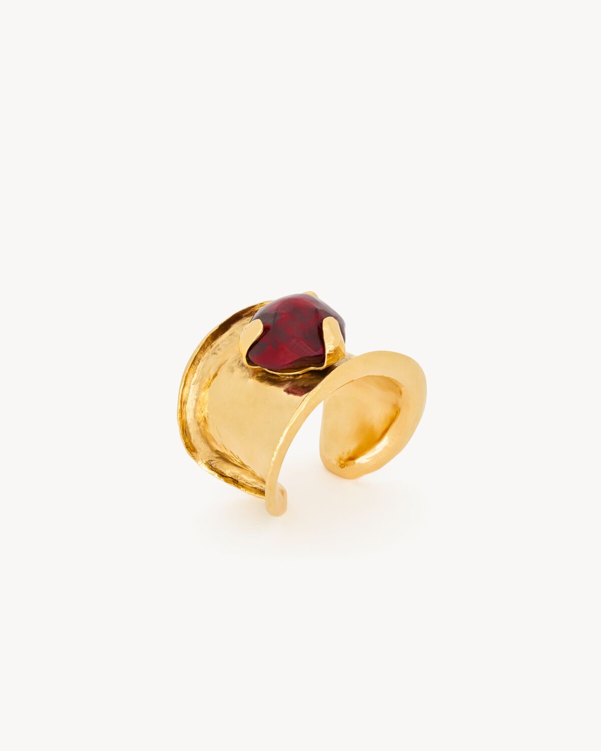 Women's Cuff in Enamel, Resin, and Metal in Burgundy and Brass Gold