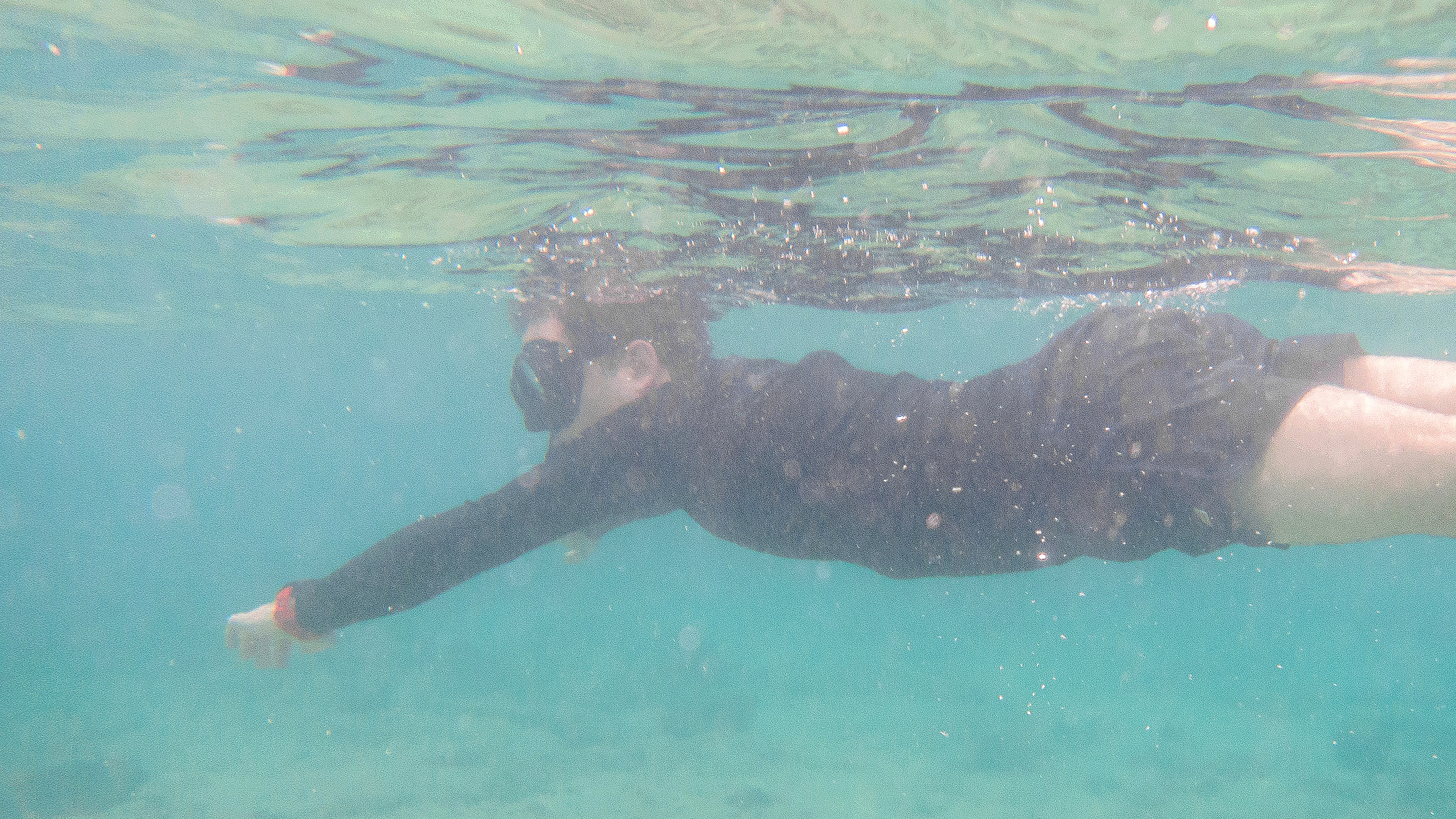 TG writer Dan Bracaglia shown snorkeling off the cost of Hawaii's big island while wearing the T-Rex 3 smartwatch