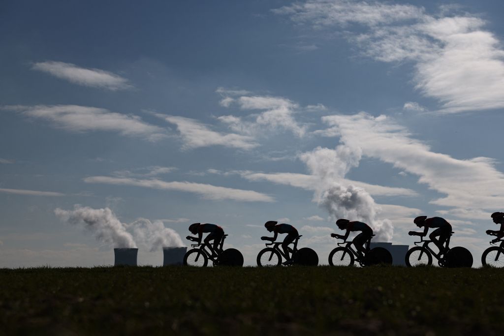 Team Loto DSTNYs riders cycle during the 3rd stages team trial of the 81st Paris Nice cycling race 322 km between DampierreenBurly and DampierreenBurly on March 7 2023 Photo by ANNECHRISTINE POUJOULAT AFP Photo by ANNECHRISTINE POUJOULATAFP via Getty Images