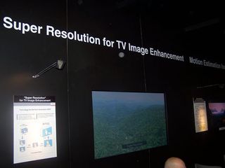 Hitachi has a handful of TVs running through demos, like HD movies and pre-rendered tech demos.