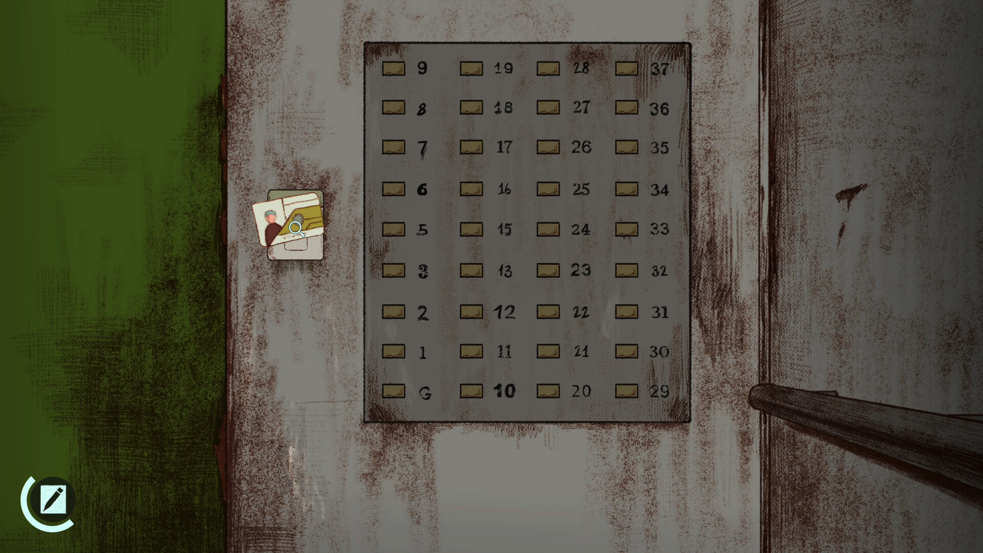 Name Of The Will demo screenshot of the apartment complex elevator keypad with a key card over the sensor