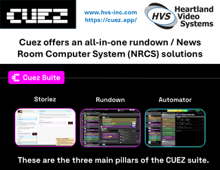Graphic advertising the Cuez news room computer system solutions