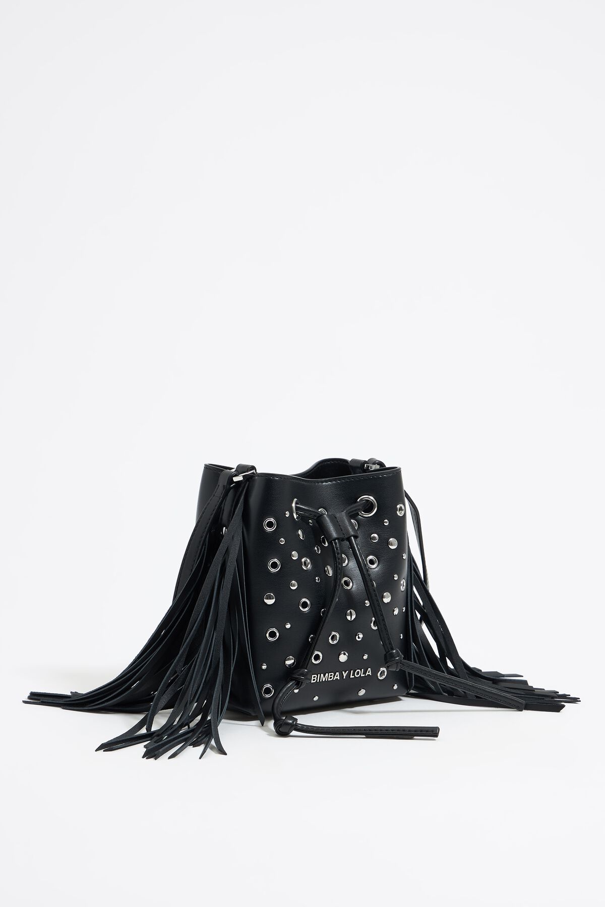Mini Black Leather Studded Chihuahua Bucket Bag