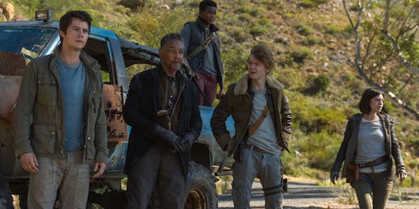 The Maze Runner: The Death Cure Dylan O&#039;Brien Giancarlo Esposito Thomas Sangster-Brody plotting in t