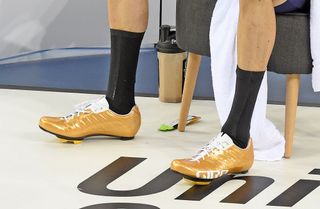 Wiggins’s mid-length socks are more than a fashion statement: they appear to have a crimped edge to panel on the front, and made from similar material to the sleeves of his skinsuit