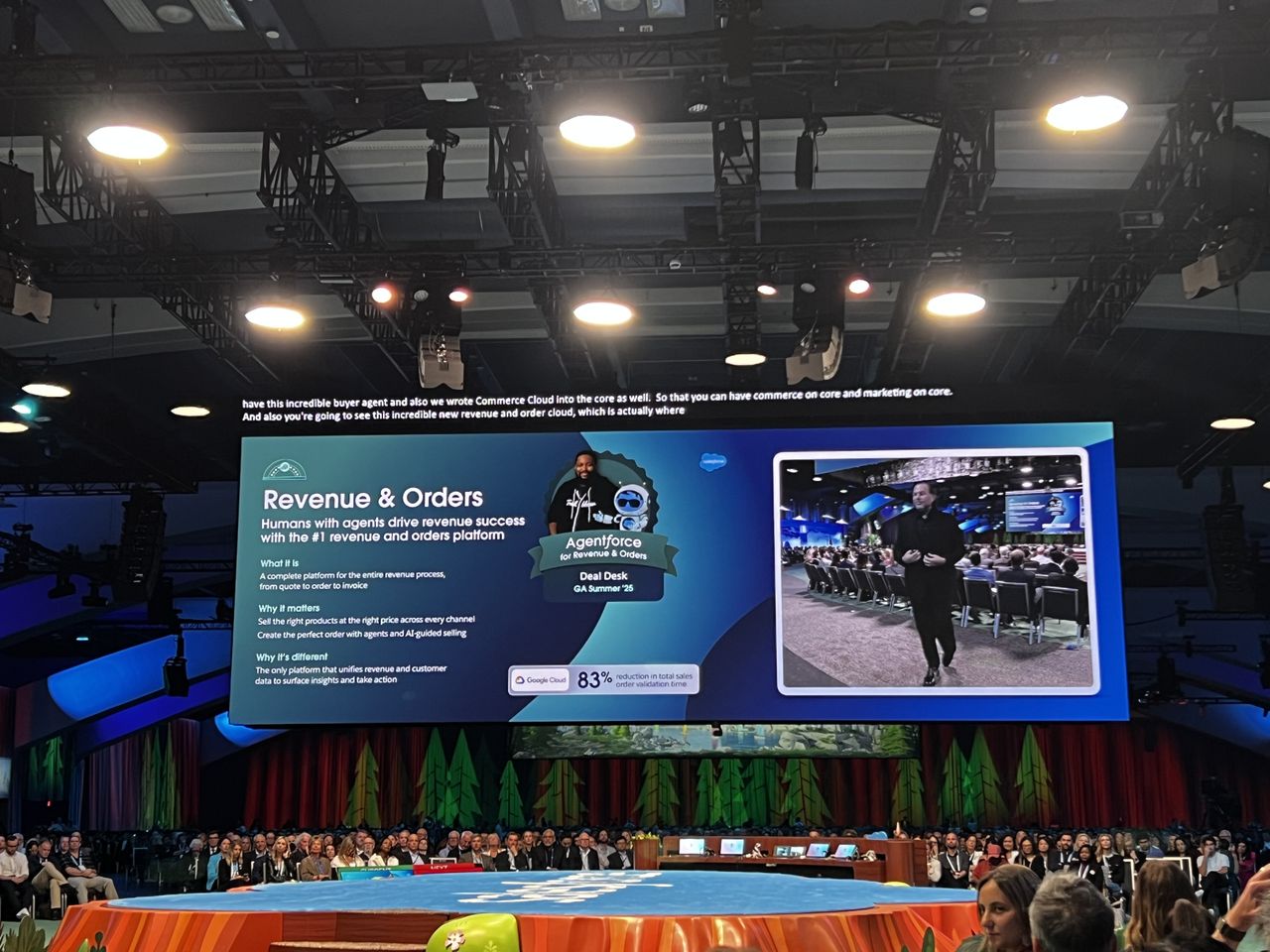 Salesforce branding pictured on a screen at Dreamforce 2024 in San Francisco, California.