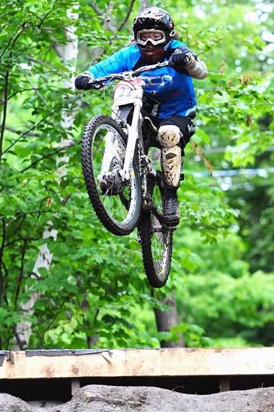 Danice Uyesugi flies off a jump.