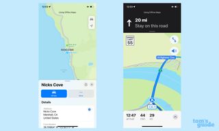Using turn-by-turn directions with offline maps in ios 17