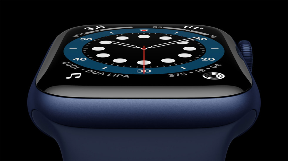 A close up of the watch face of an Apple Watch Series 6