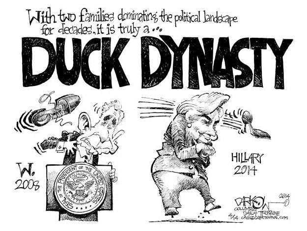 Political cartoon Bush Clinton Duck Dynasty