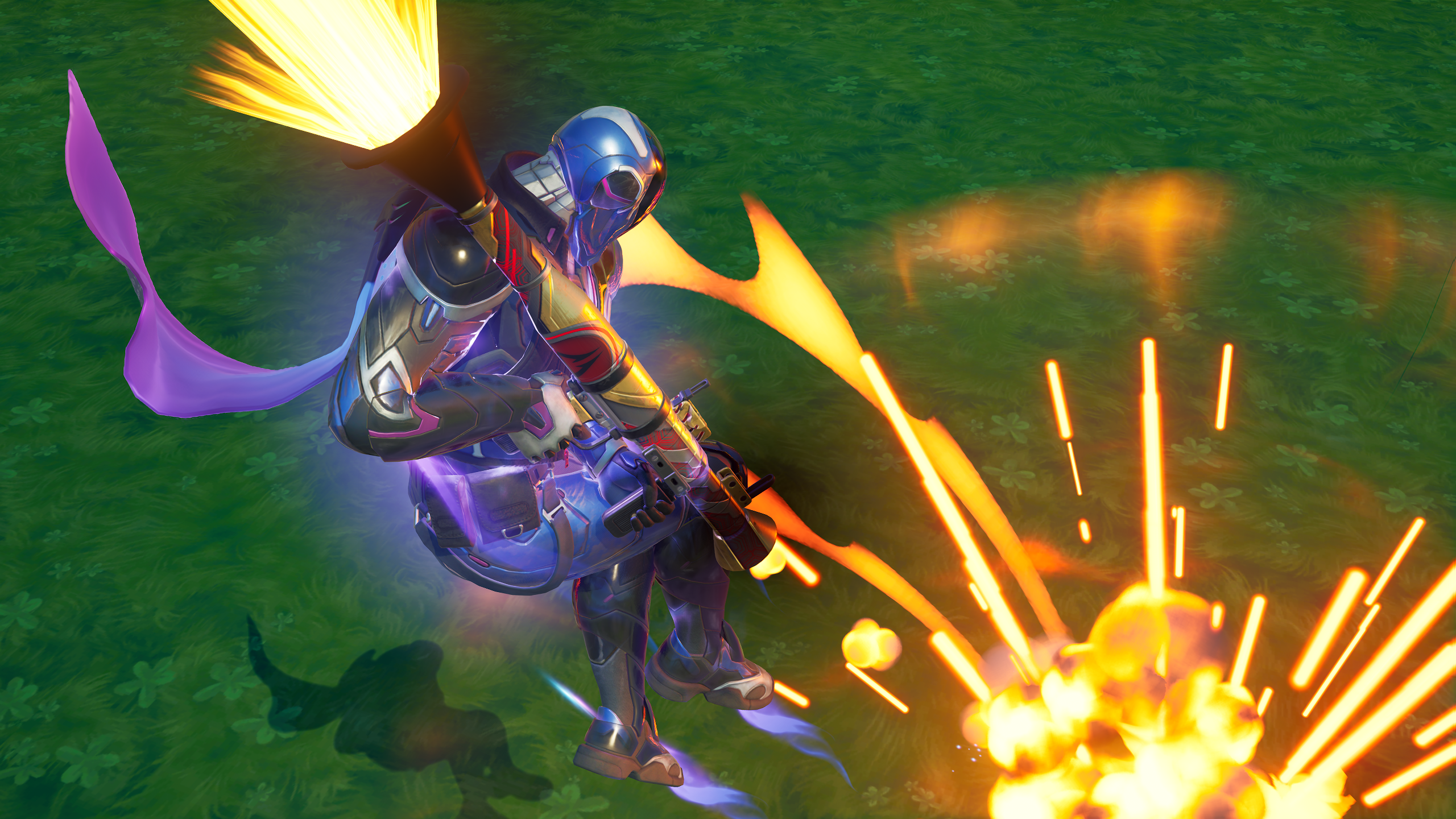 A Fortnite character wielding a shockwave launcher.