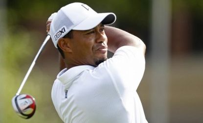 At the W.G.C.-Bridgestone Invitational in Akron, Ohio, Tiger Woods, playing in his first tournament in three months, is one under par after 18 holes of golf.