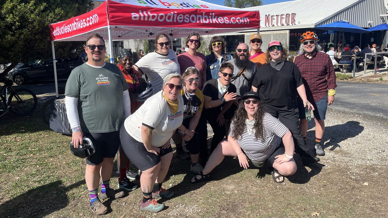 All Bodies On Bikes chapter leaders gather for a photo