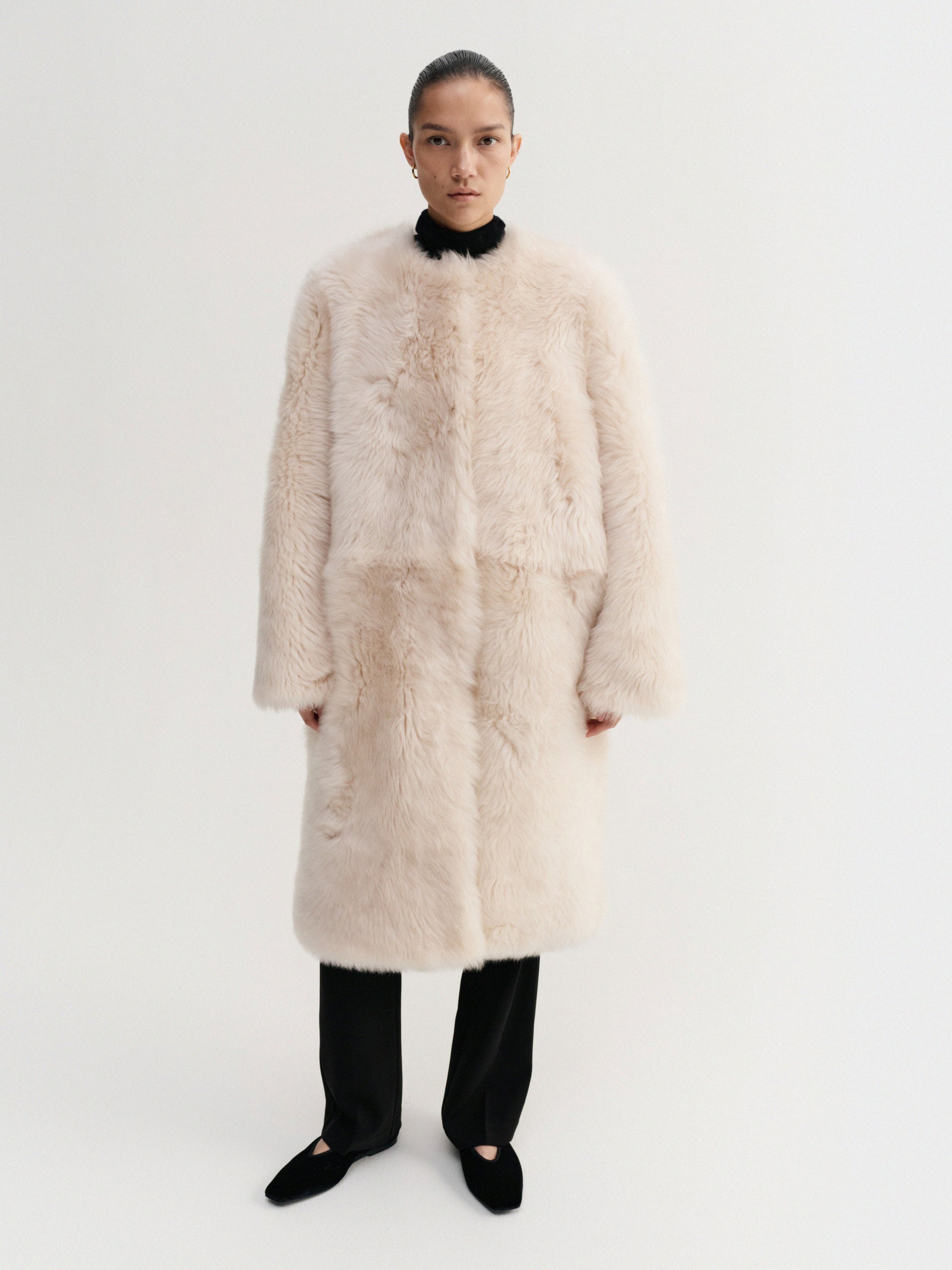 Gemma Shearling Coat, Cream - Xxs