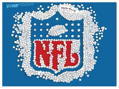 Editorial cartoon NFL prescription drug abuse