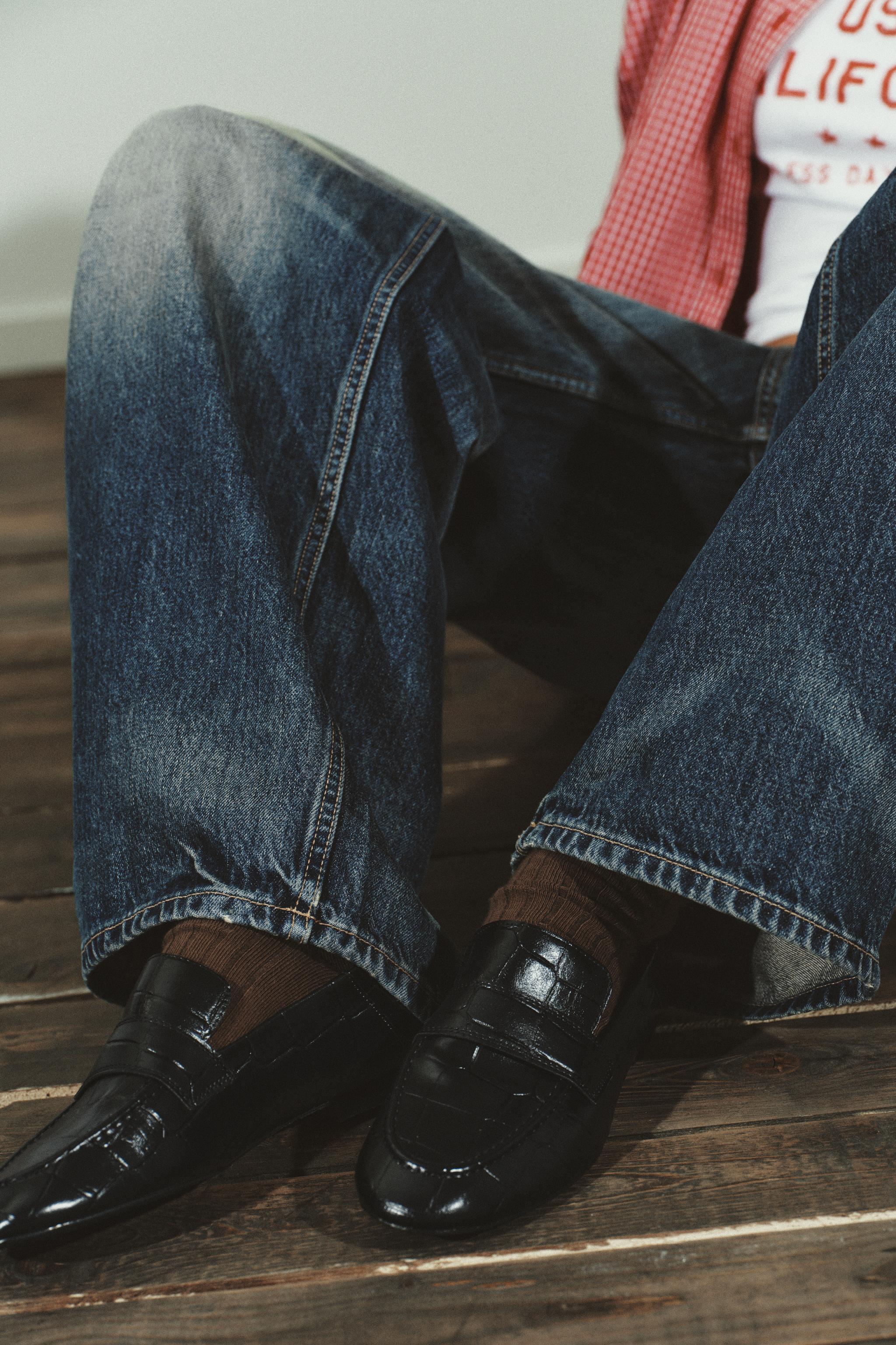 Embossed Flat Loafers