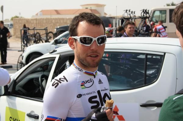 Mark Cavendish (Team Sky) taking on some pre-race energy